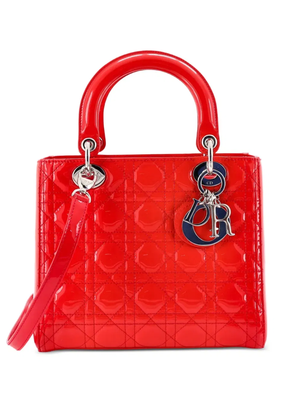 Lady Dior Bag Cannage Quilt Patent Medium satchel