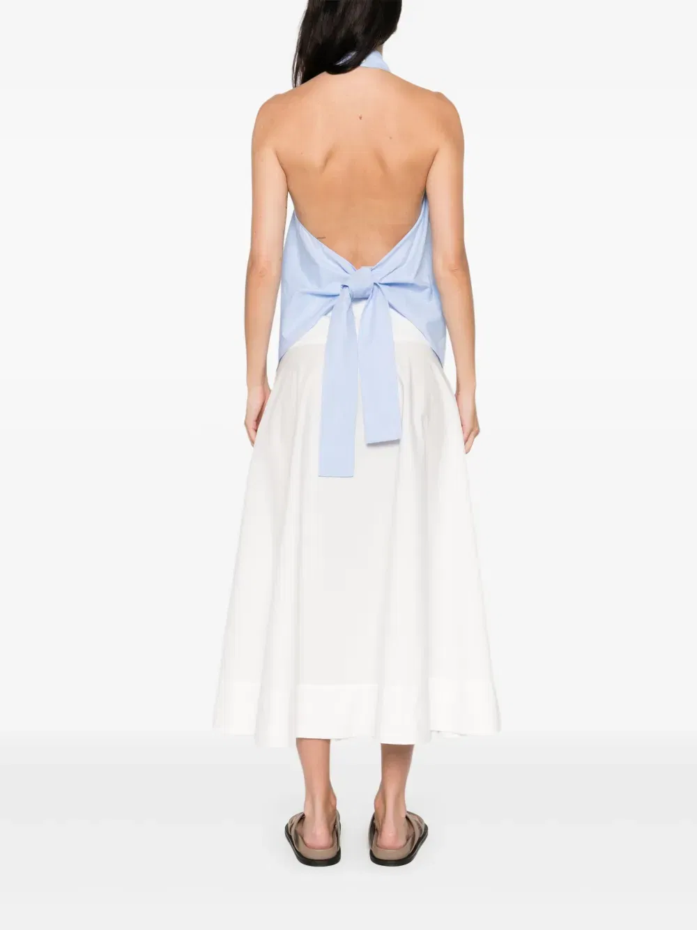 Oxford halter tie-back top