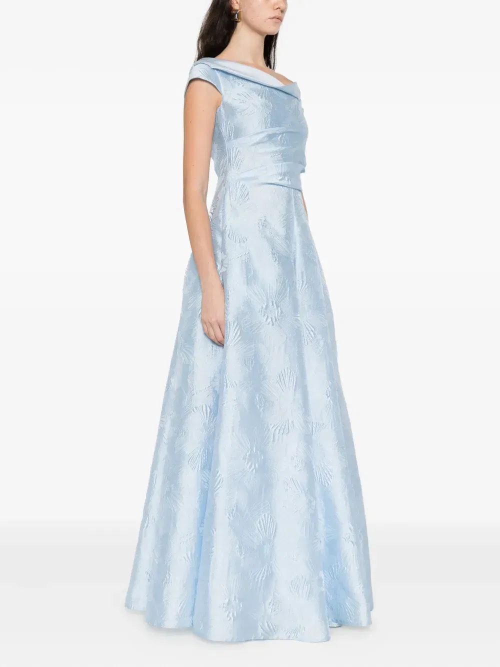 cowl-neck floral-pattern dress