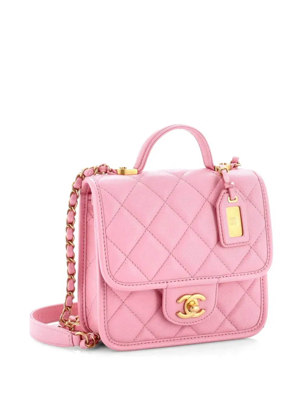 School Memory Top Handle Flap Bag Quilted Caviar Mini crossbody bag
