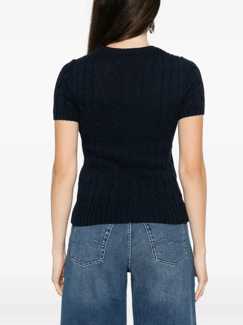 cable-knit pocket T-Shirt