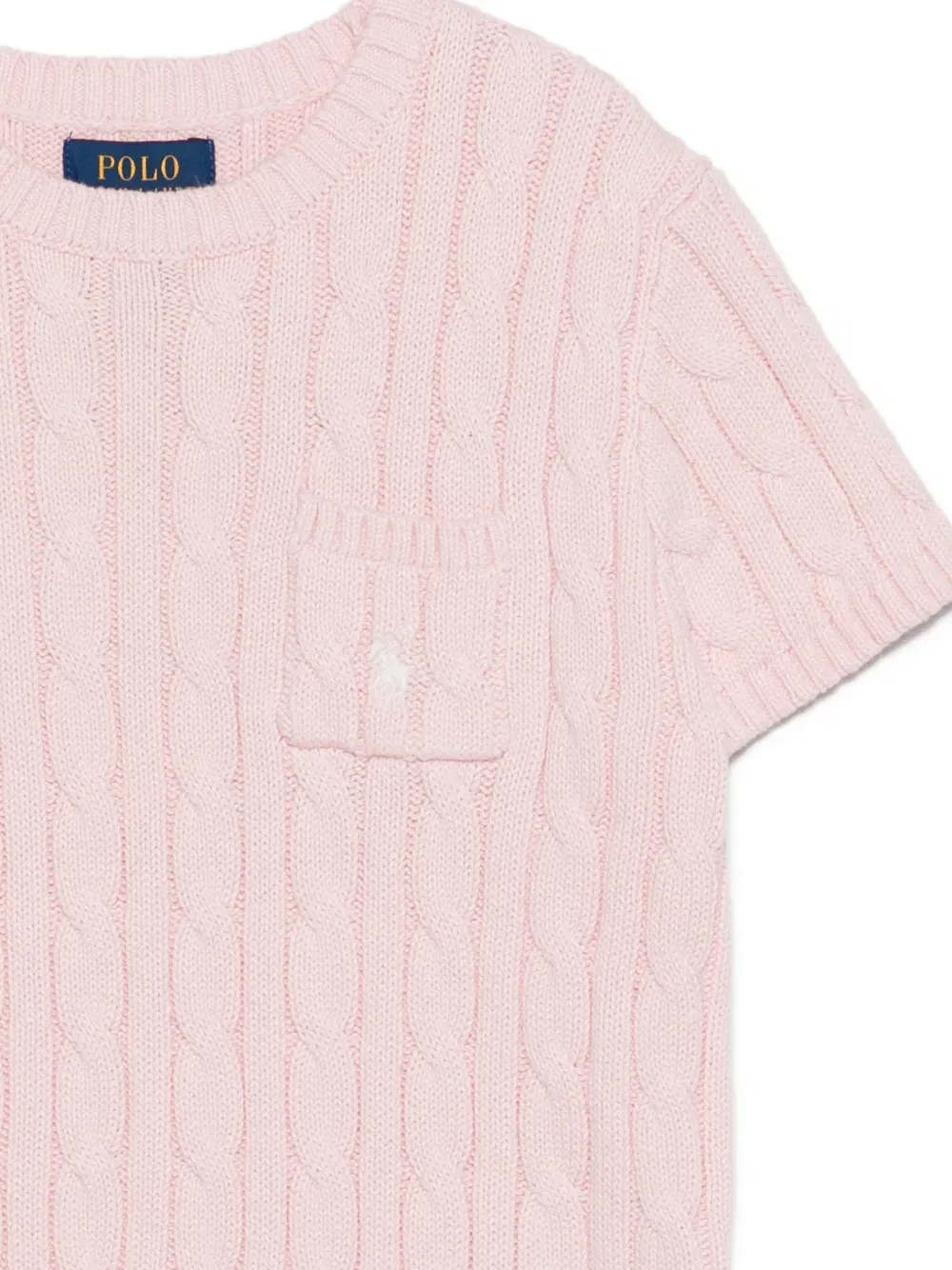 cable-knit pocket T-Shirt