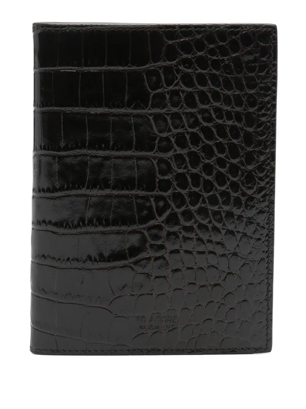 crocodile-effect leather wallet