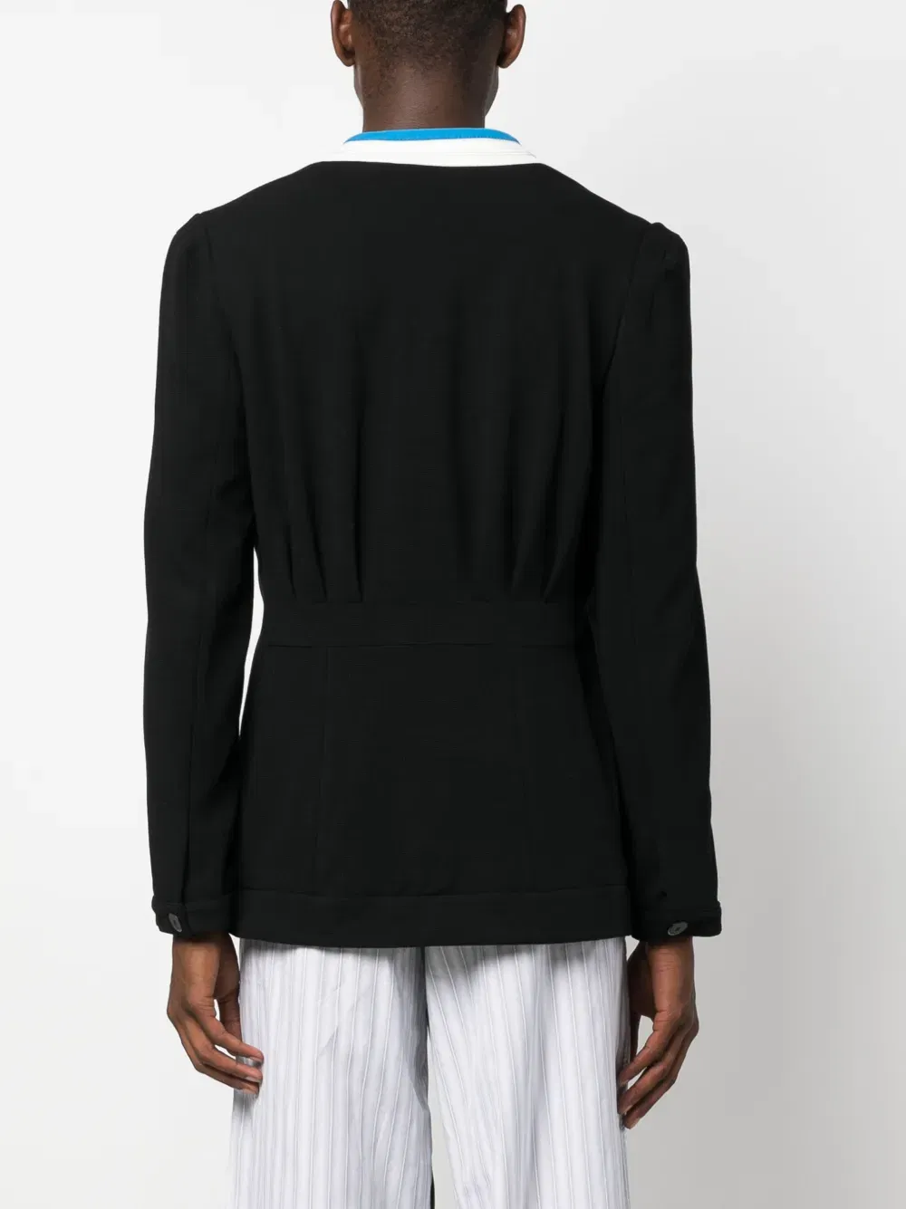 striped-trim single-breasted blazer