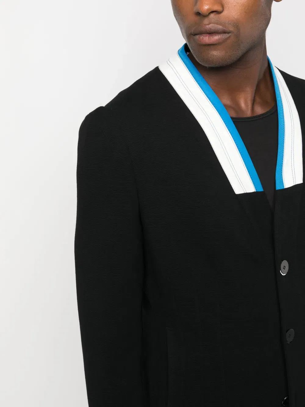 striped-trim single-breasted blazer