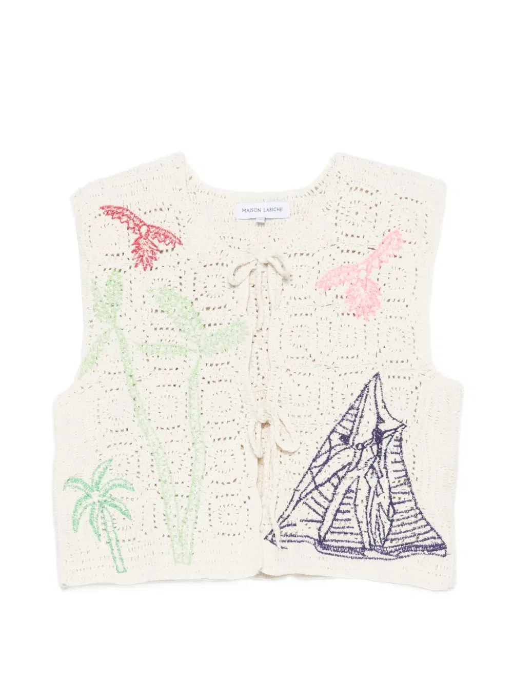 Piver crochet embroidered gilet