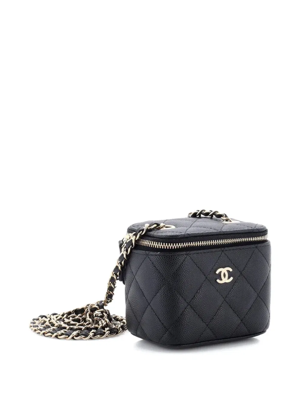 Classic Vanity Case with Chain Quilted Caviar Mini pouch