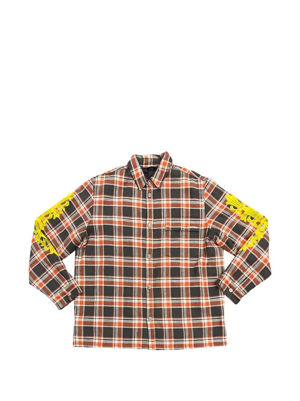 check embroidered flannel jacket