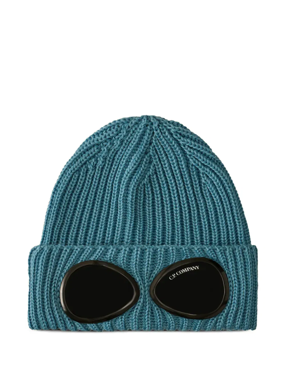 goggle-detail ribbed-wool beanie hat
