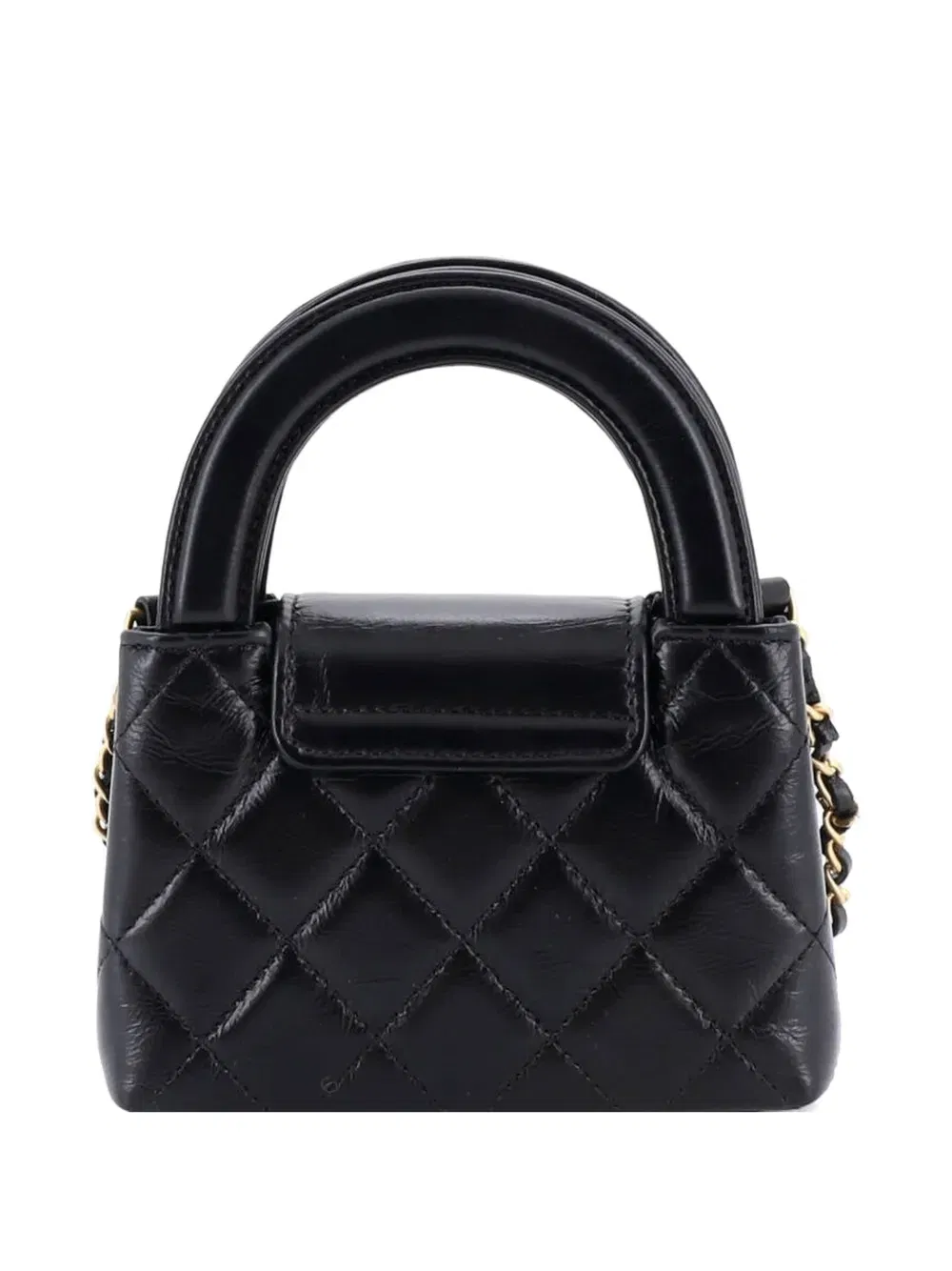 Kelly Top Handle Shopping Bag Quilted Shiny Aged Calfskin Nano crossbody bag