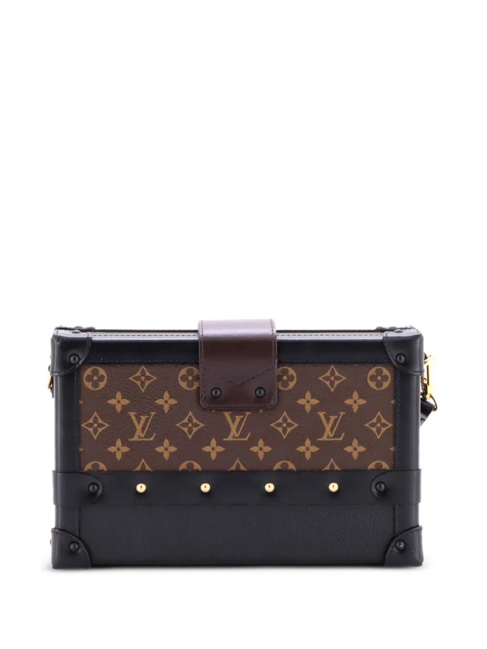 Petite Malle Handbag Leather and Monogram Canvas with Trompe L'oeil Braid clutch bag
