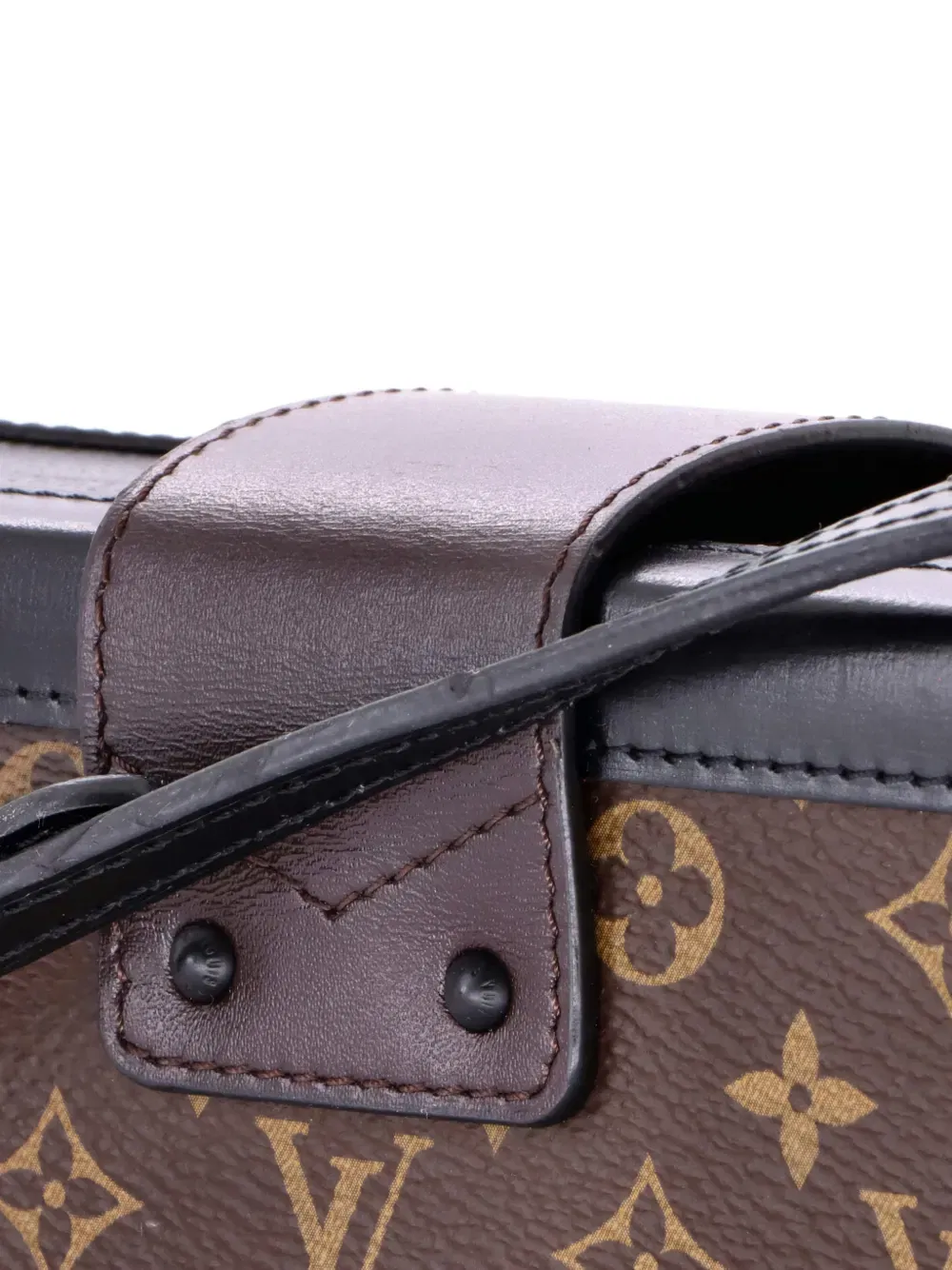 Petite Malle Handbag Leather and Monogram Canvas with Trompe L'oeil Braid clutch bag