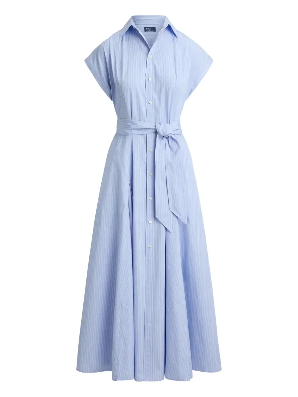 striped A-line midi shirt dress