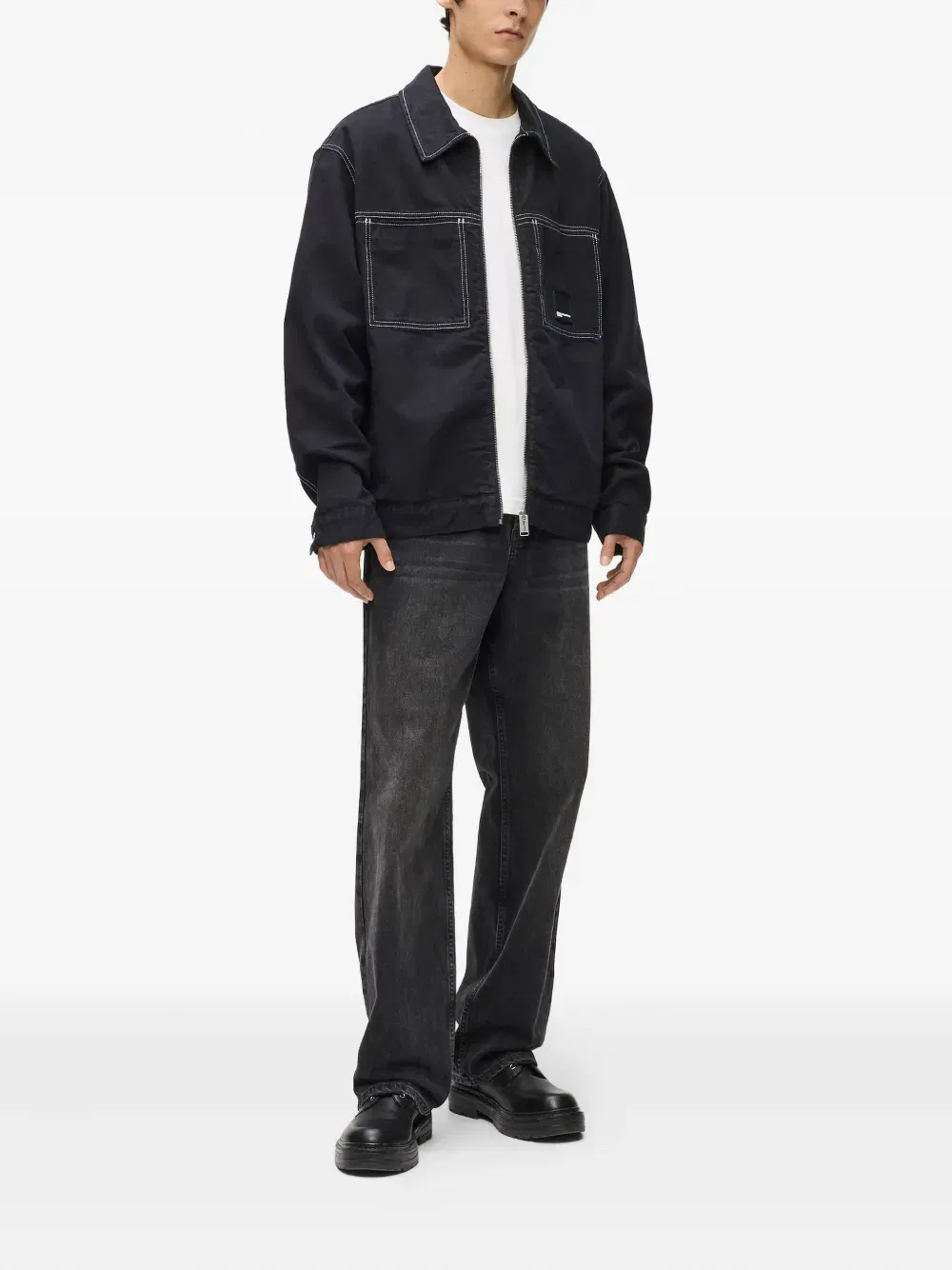 contrast-stitch shirt jacket