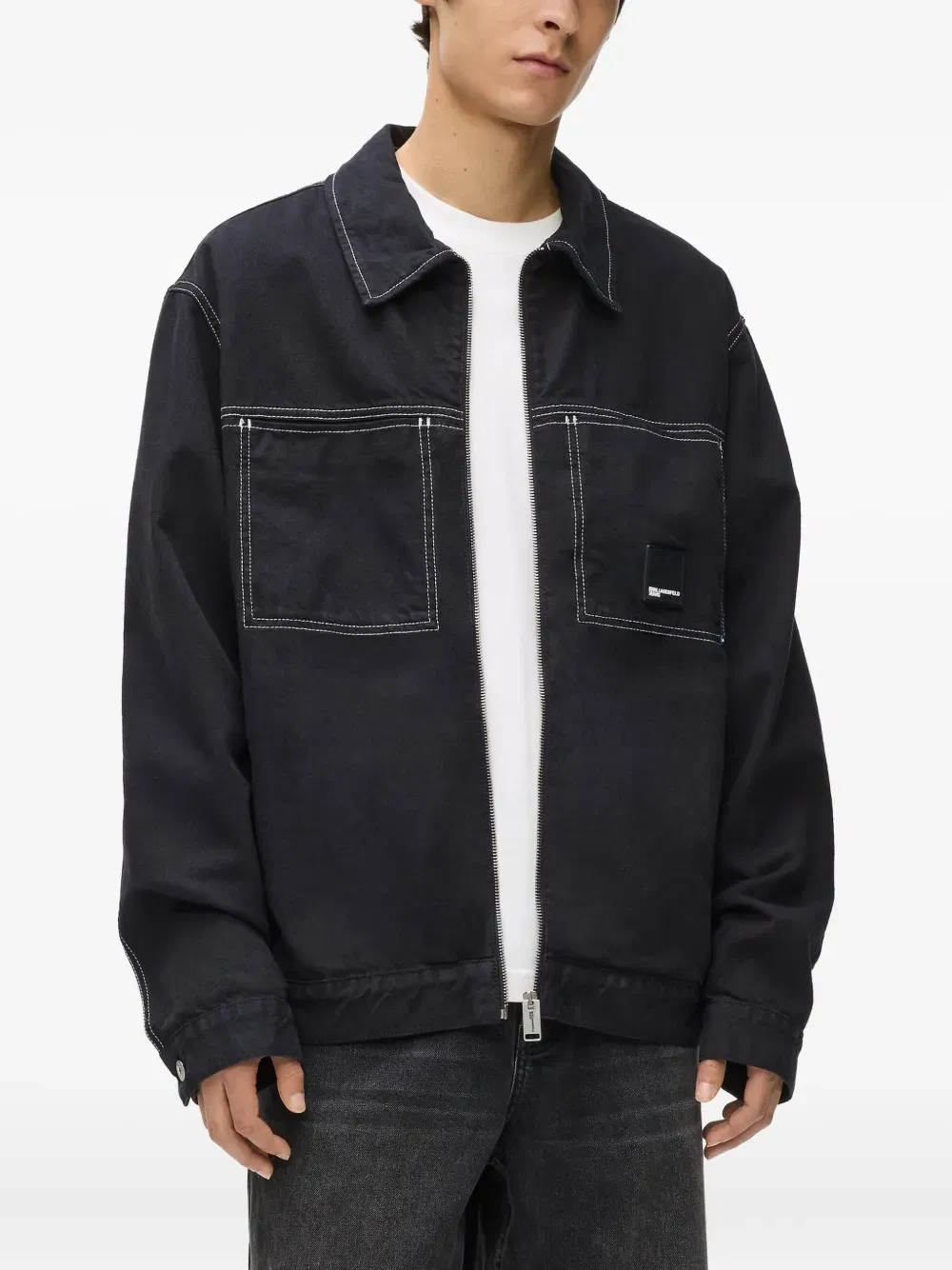 contrast-stitch shirt jacket