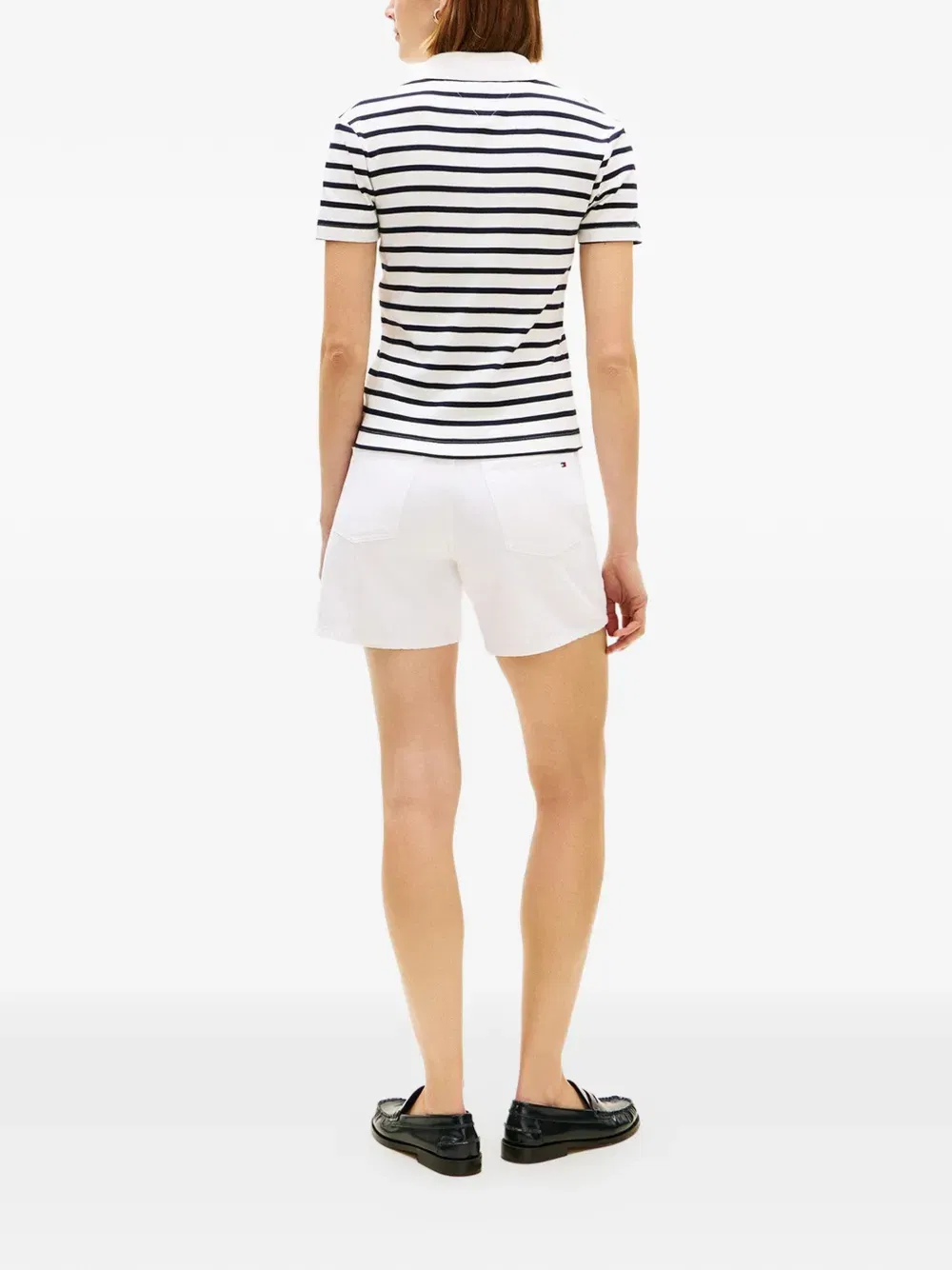 striped short-sleeve polo top
