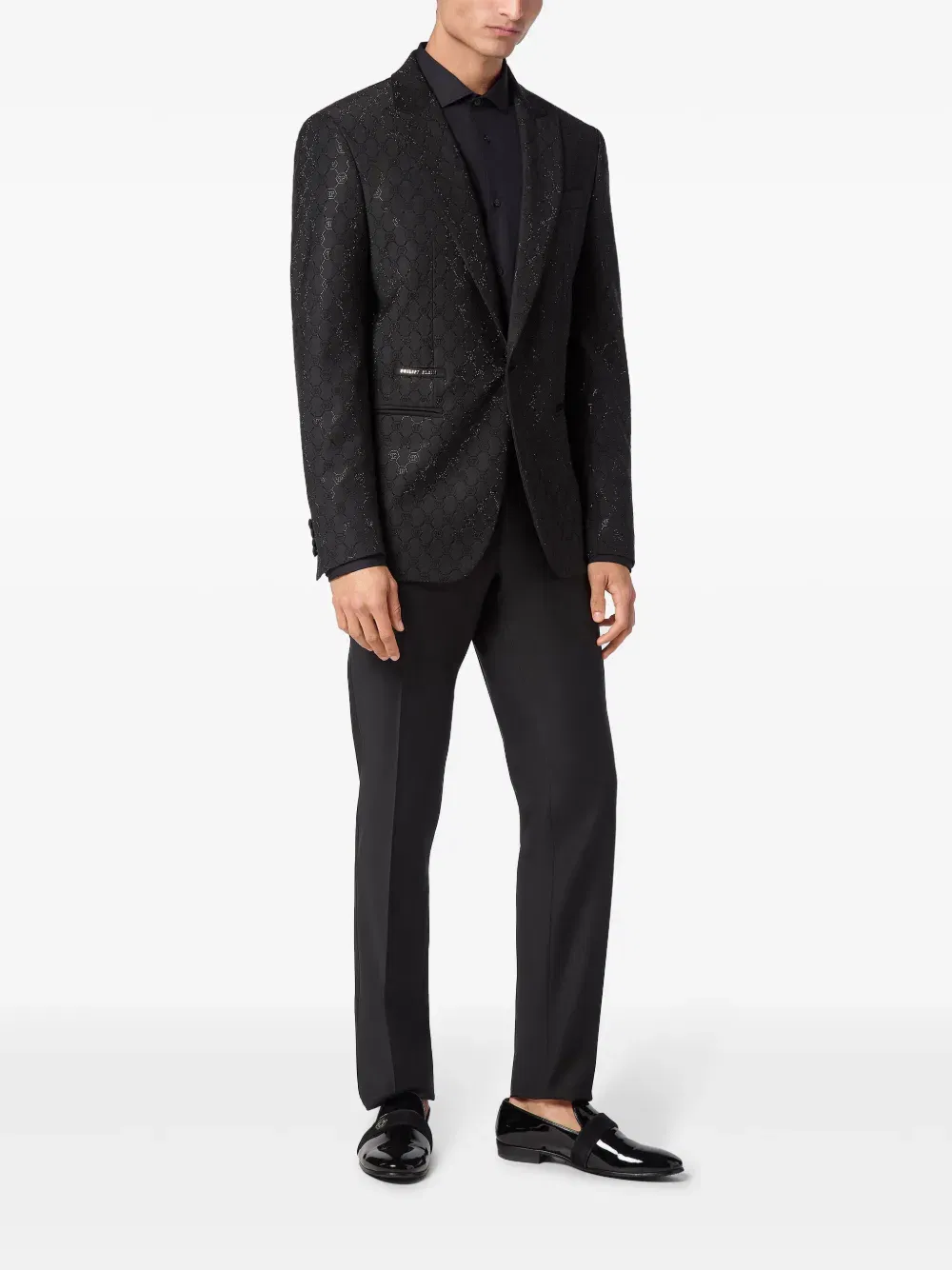 monogram-pattern blazer