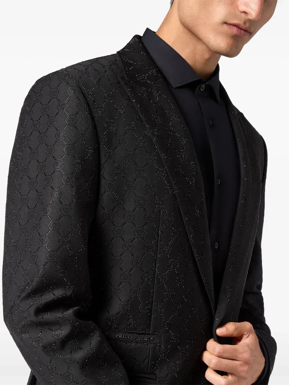 monogram-pattern blazer