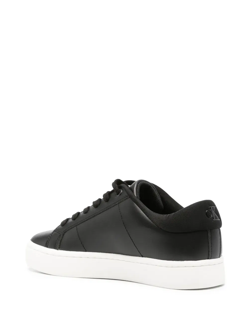 debossed-logo leather sneakers