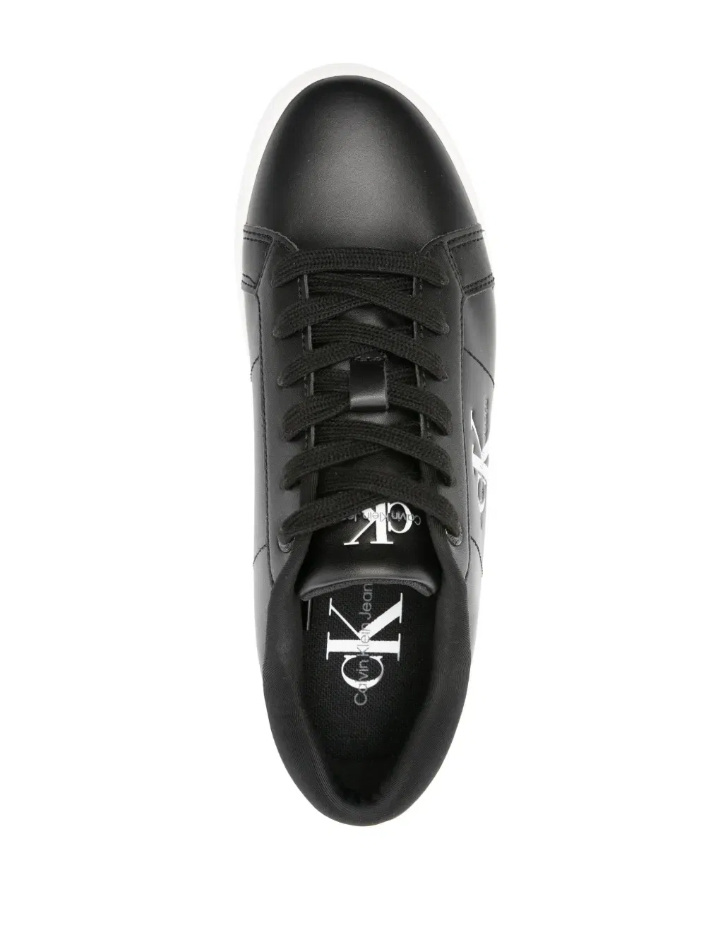 debossed-logo leather sneakers