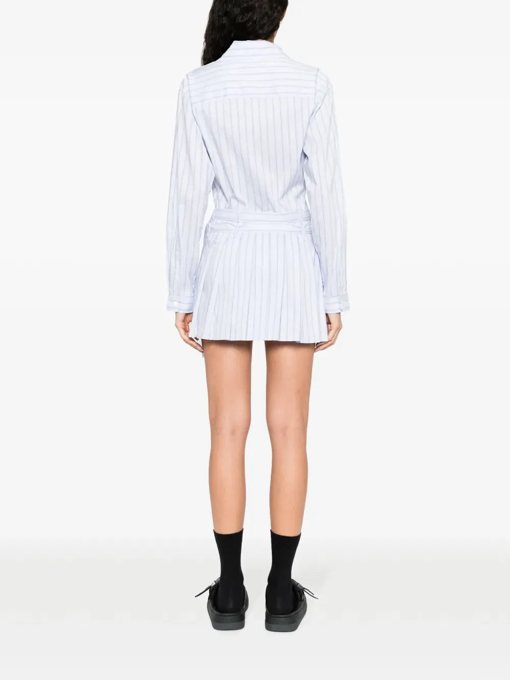 striped cotton-blend shirtdress