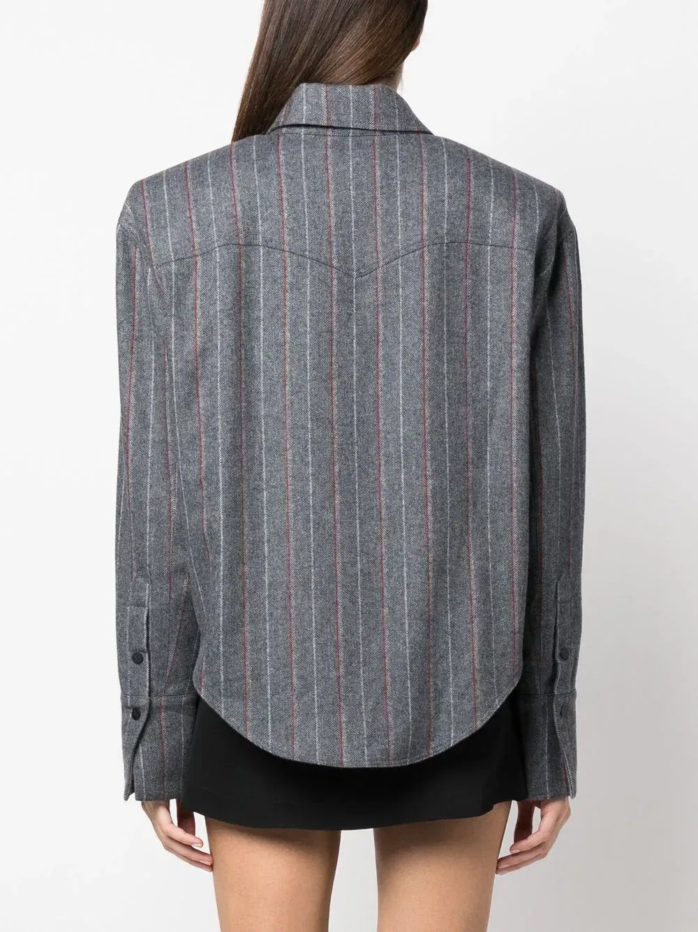 pinstripe button-up shirt