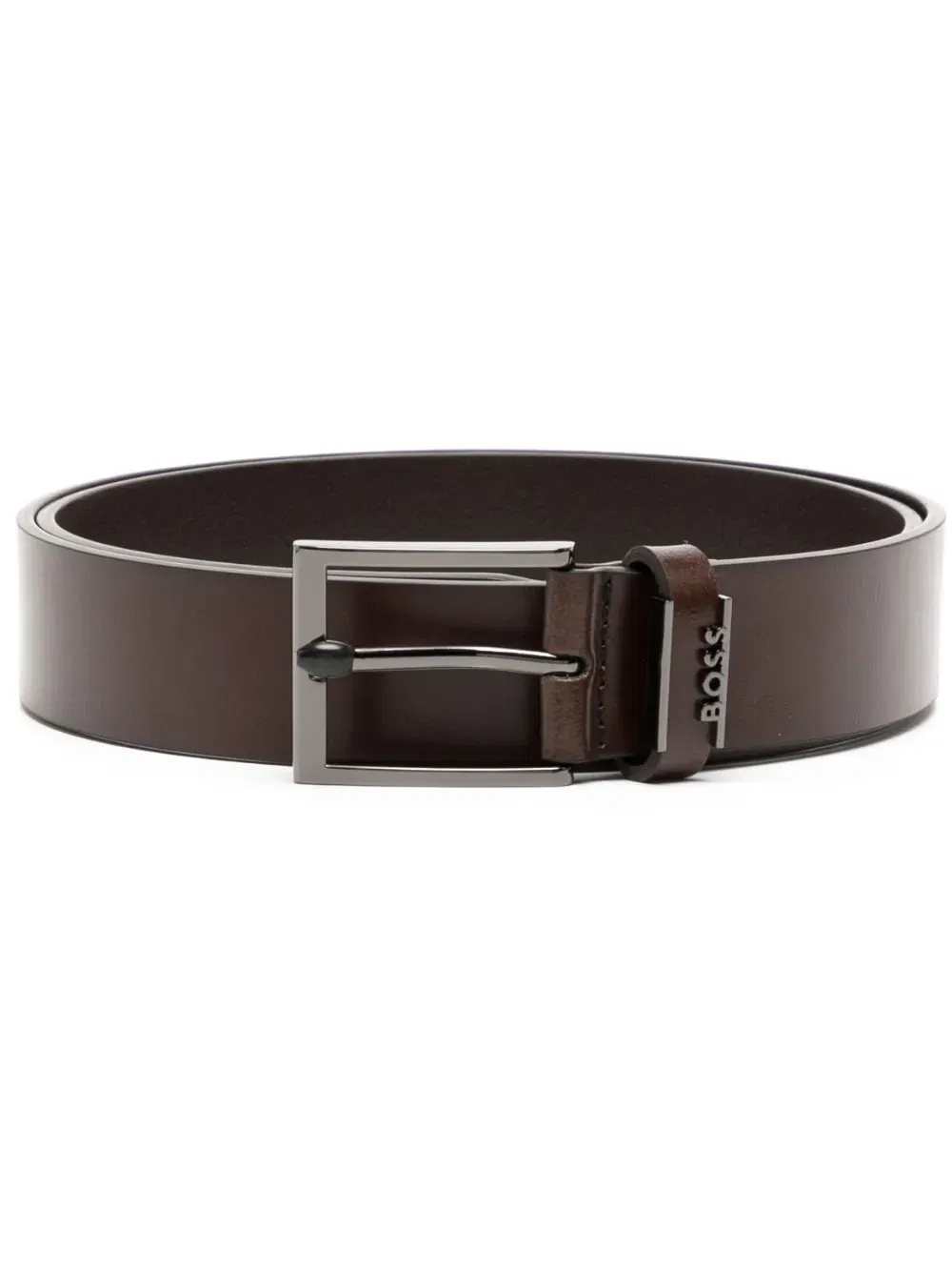 logo-plaque leather belt