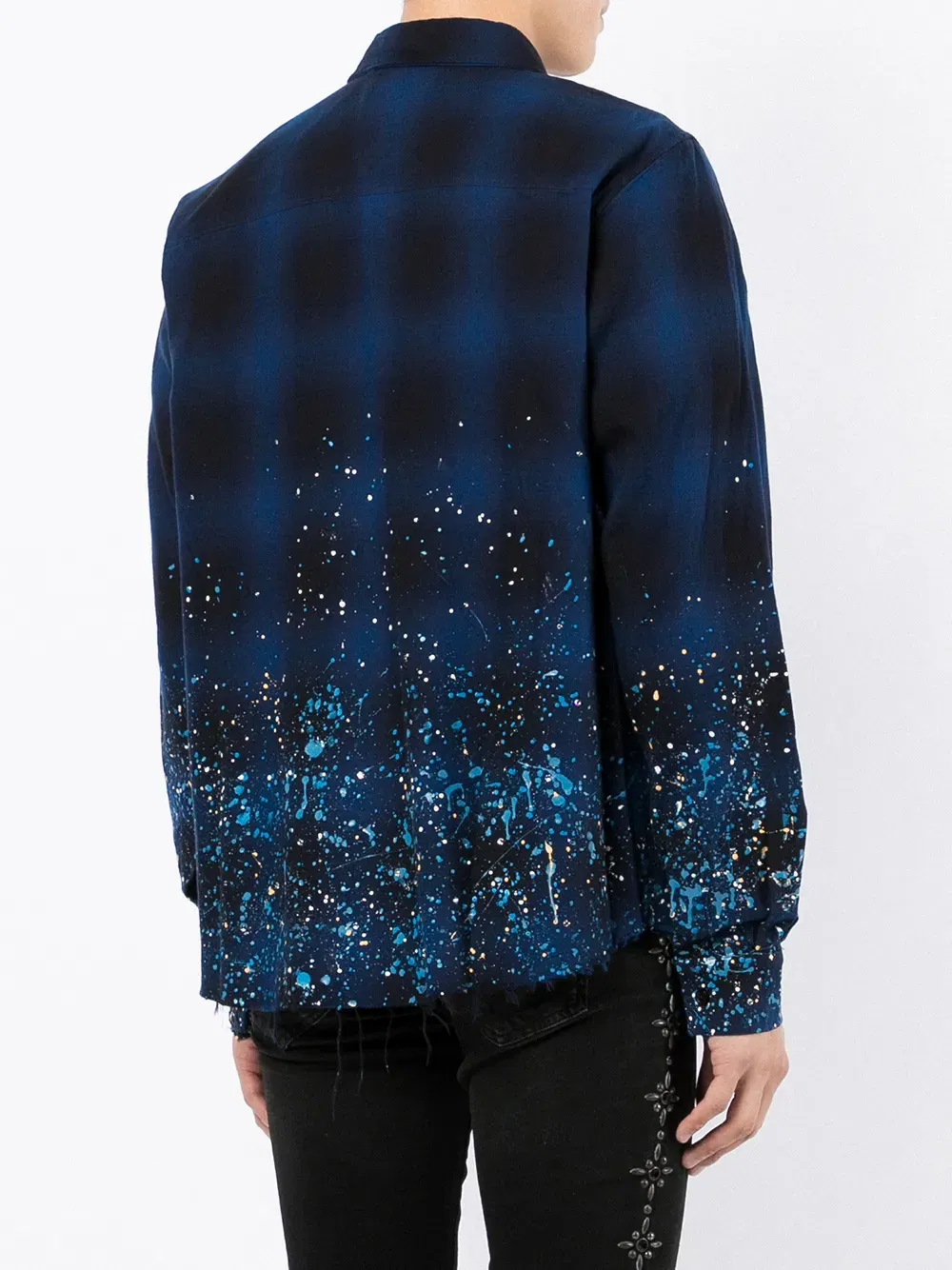 CRYSTAL PAINTER FLANNEL Casual Button-Down Shirts "Blue"