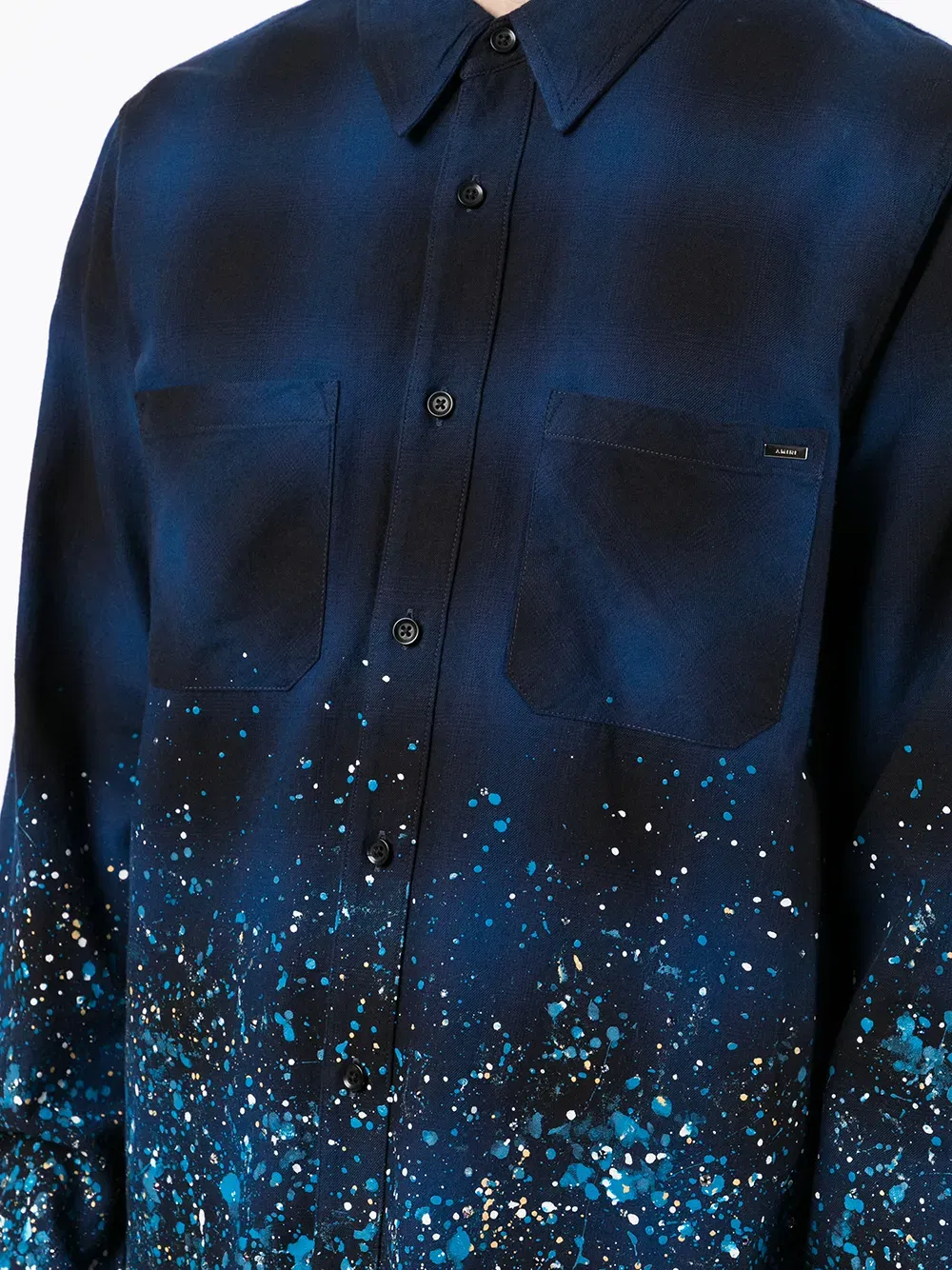 CRYSTAL PAINTER FLANNEL Casual Button-Down Shirts "Blue"