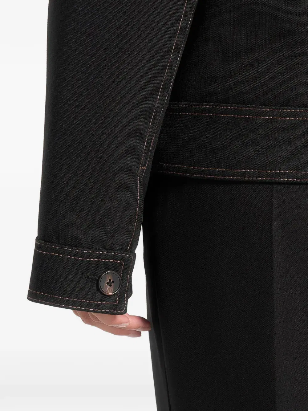 Mika double-breasted contrast-stitch tailored jacket