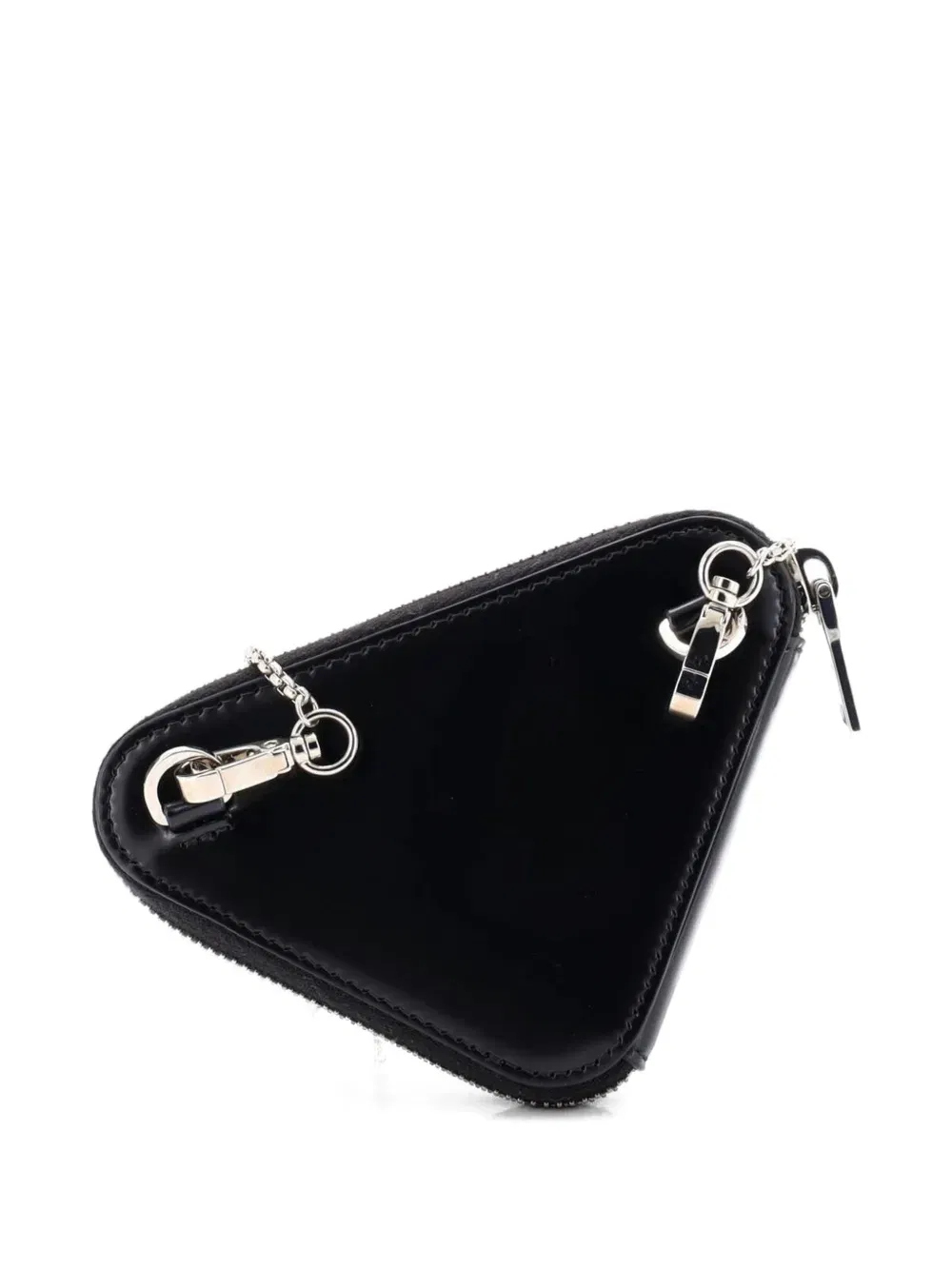 Triangle Pouch Bag with Chain Brushed Leather Mini crossbody bag