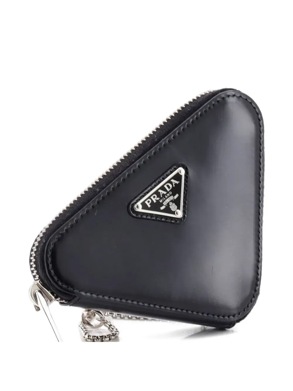Triangle Pouch Bag with Chain Brushed Leather Mini crossbody bag