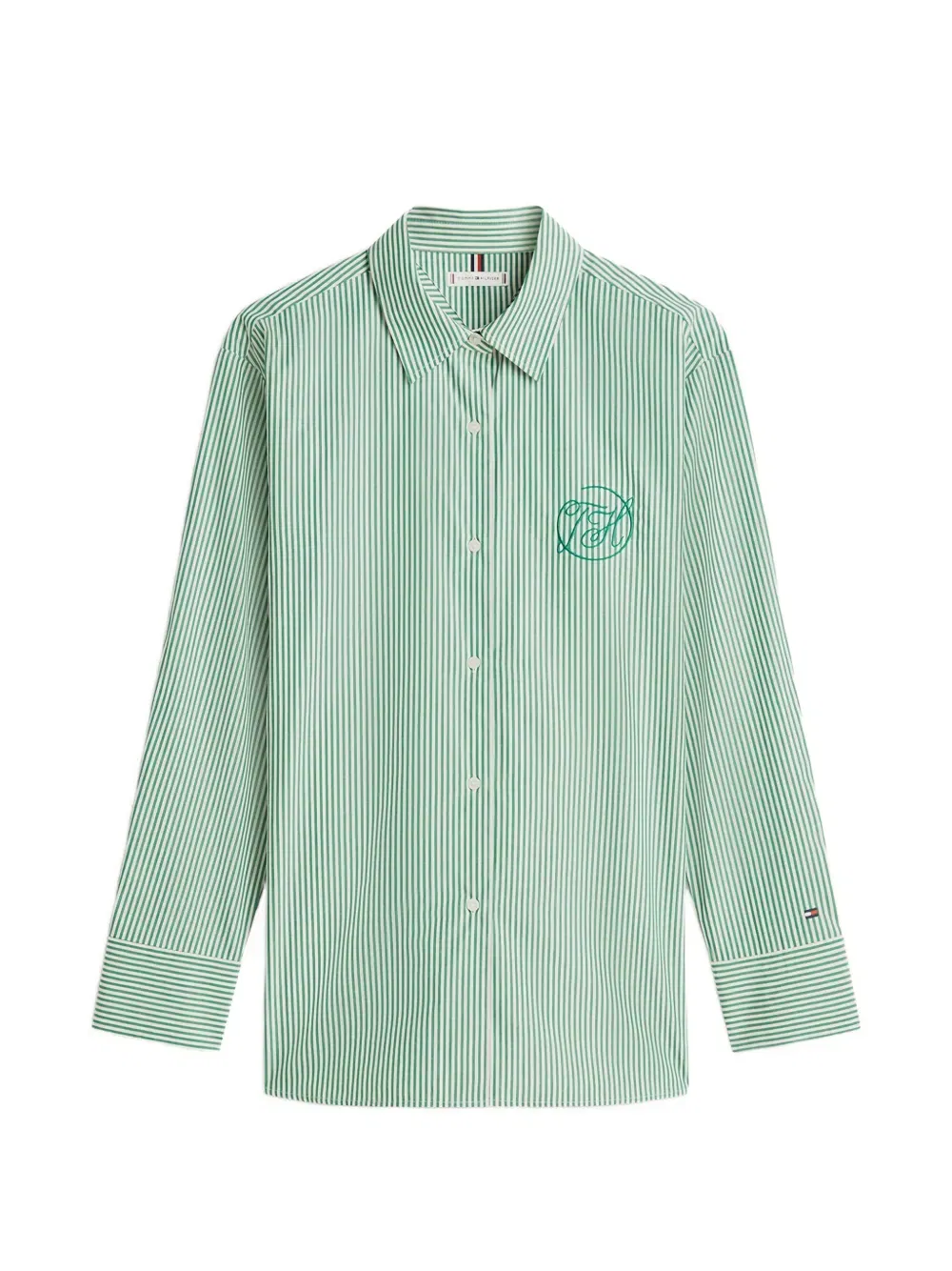 striped-print logo-embroidered shirt