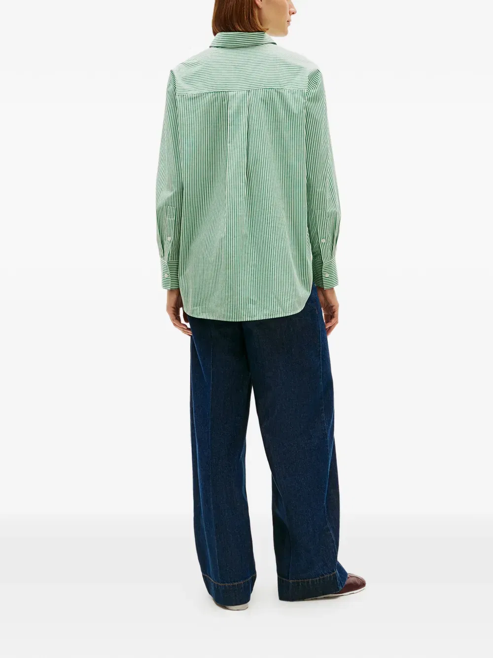 striped-print logo-embroidered shirt