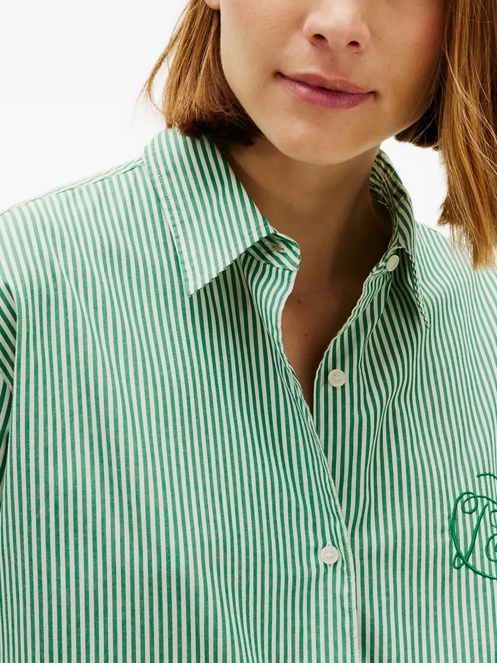 striped-print logo-embroidered shirt