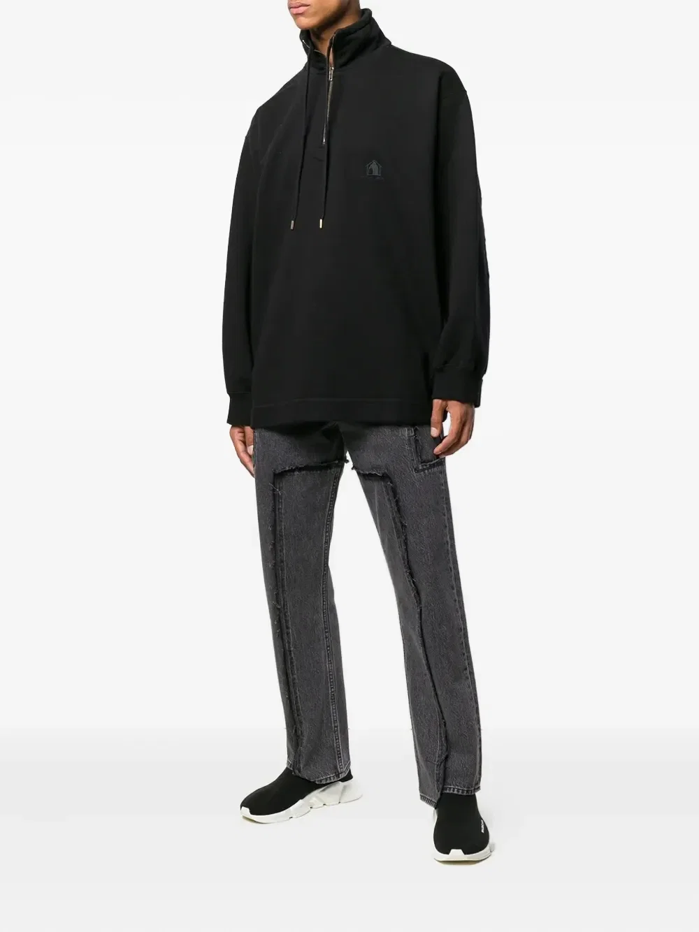 high-neck half-zip sweatshirt