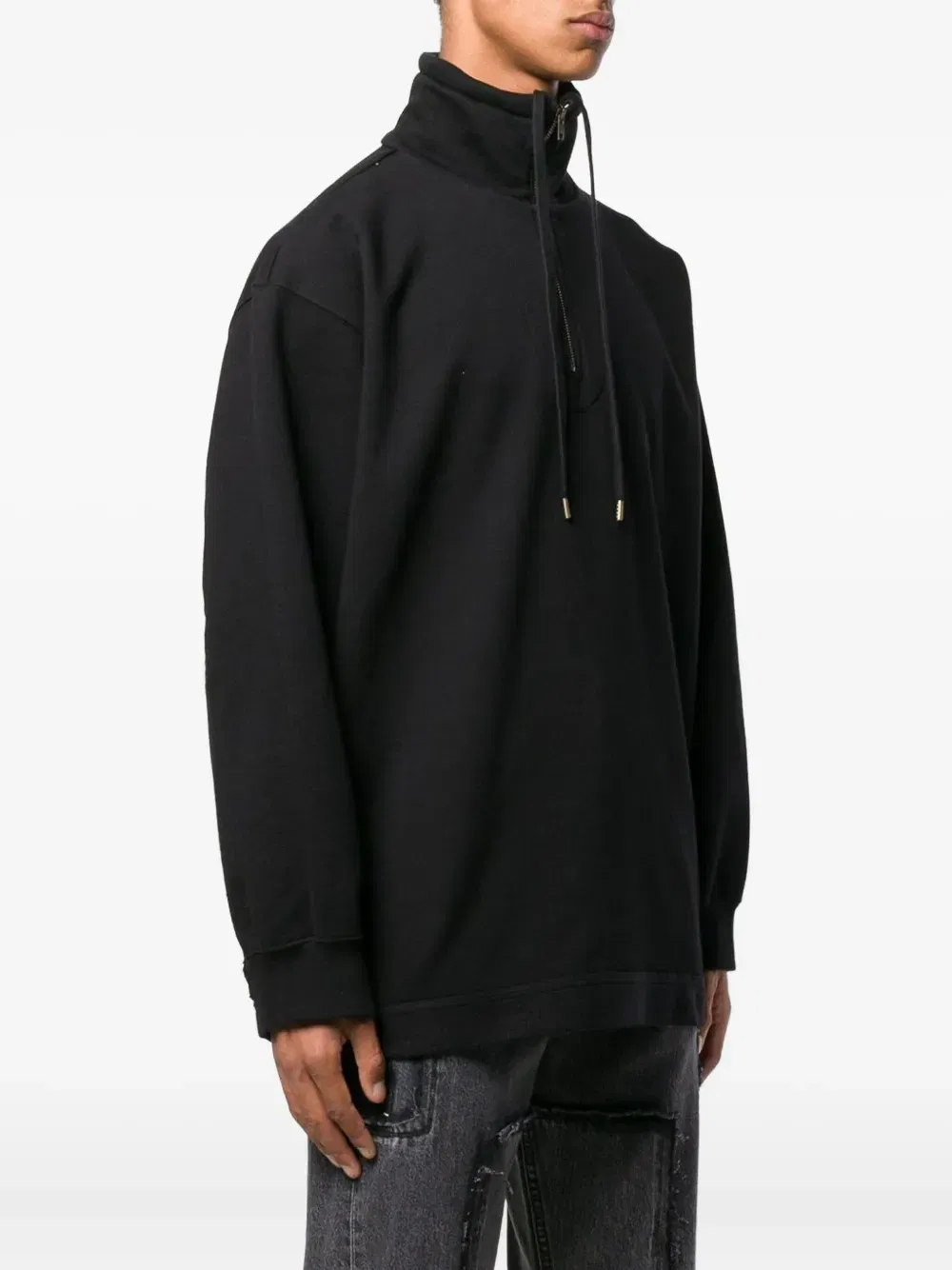 high-neck half-zip sweatshirt