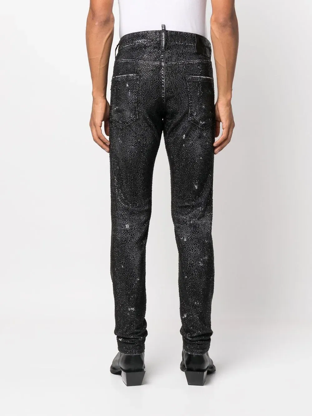 crystal-embellished straight-leg jeans