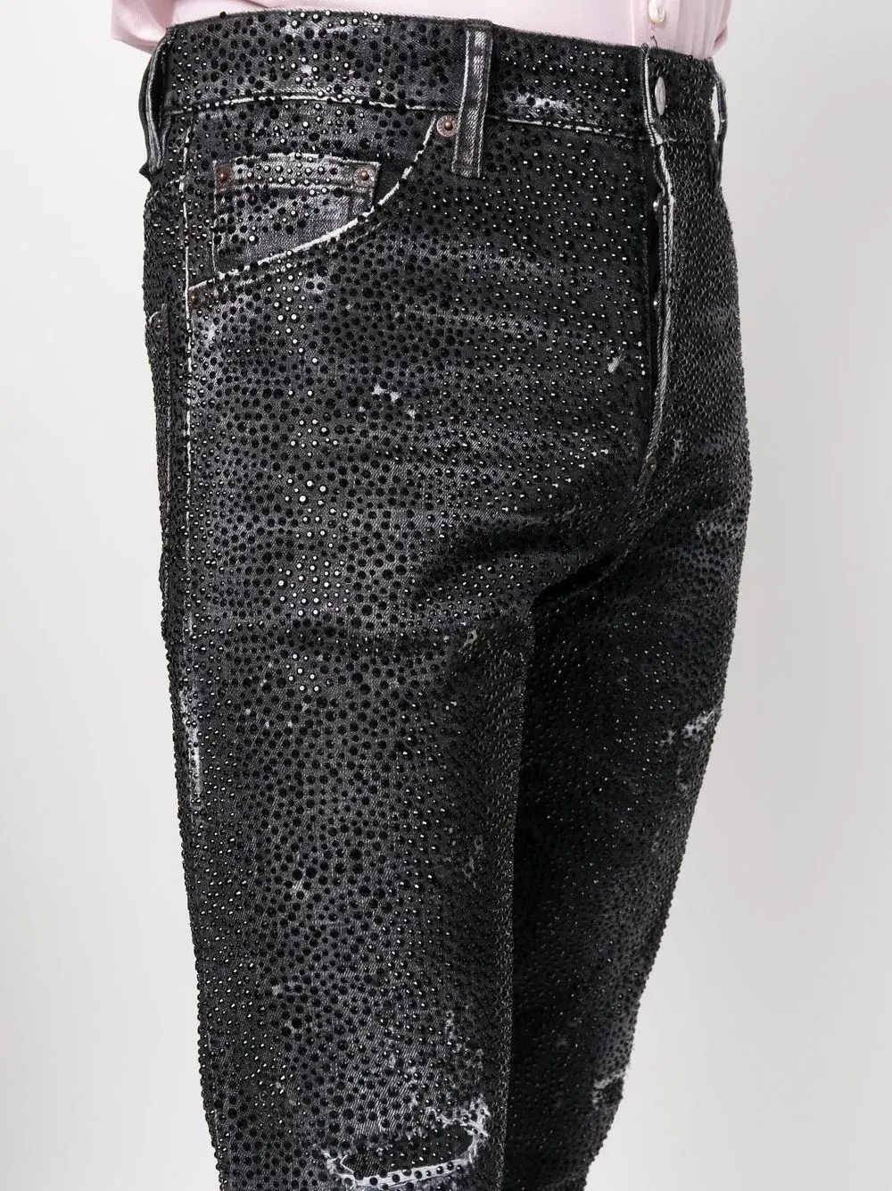 crystal-embellished straight-leg jeans