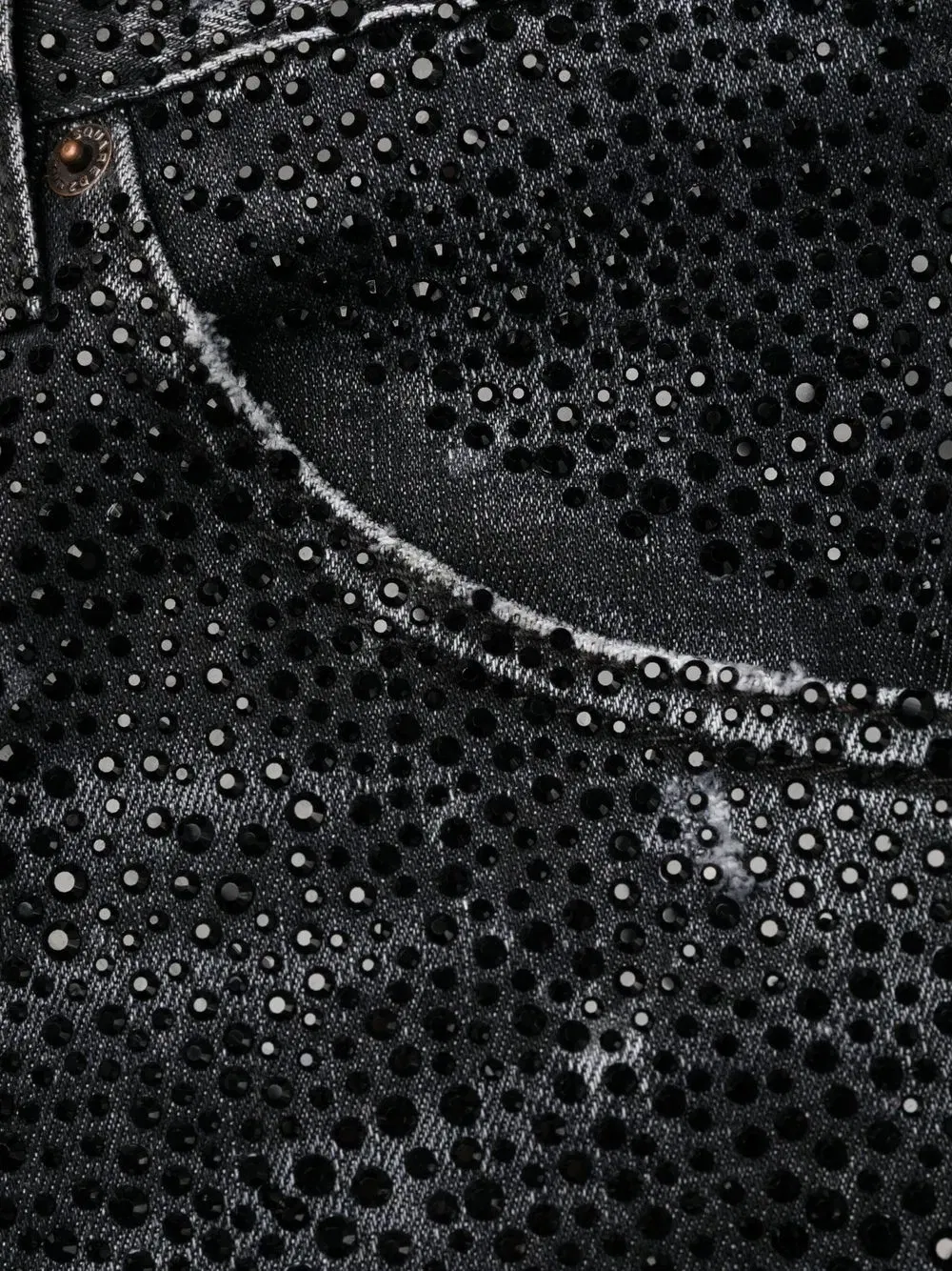 crystal-embellished straight-leg jeans