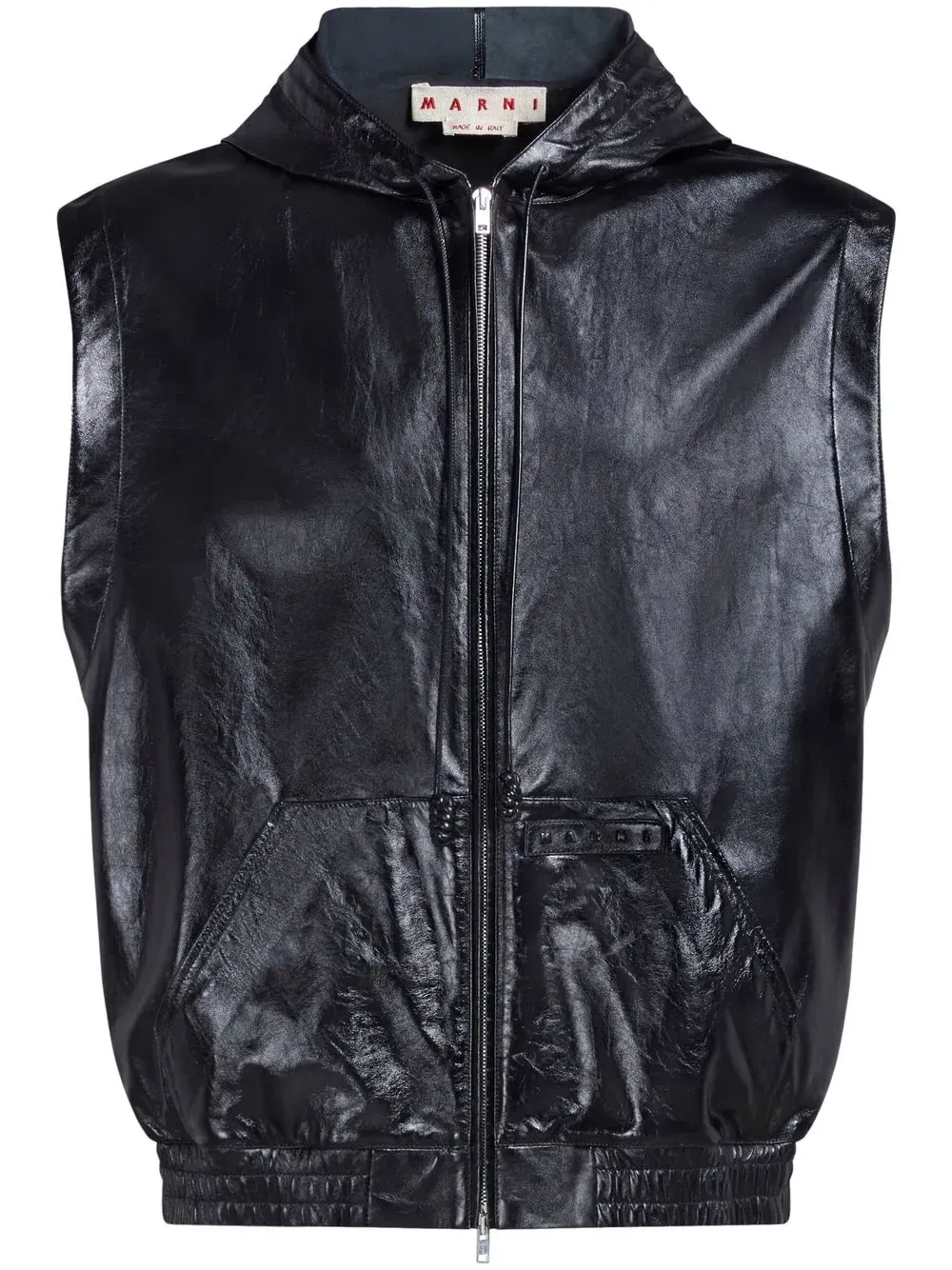 sleeveless leather jacket