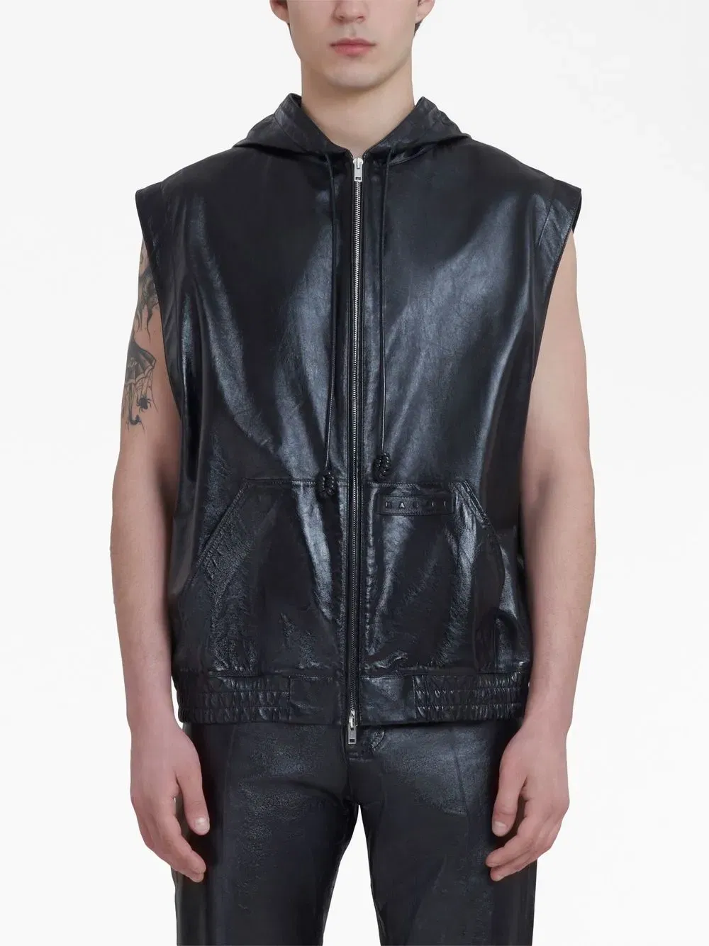 sleeveless leather jacket