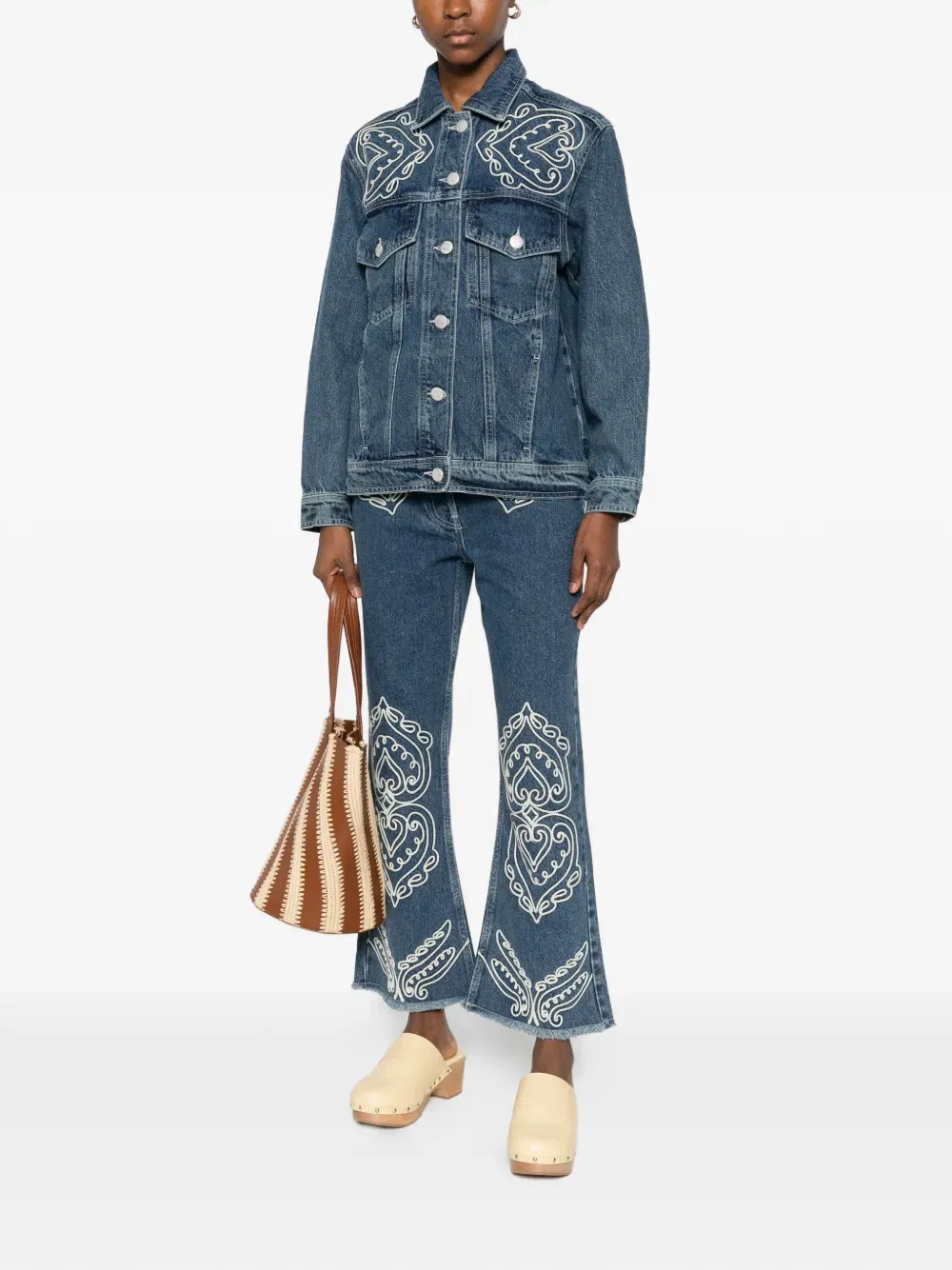 embroidered fringed jeans