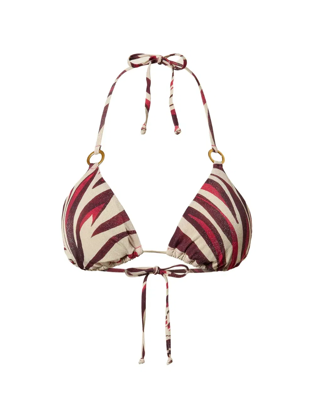 zebra-print lurex bikini top