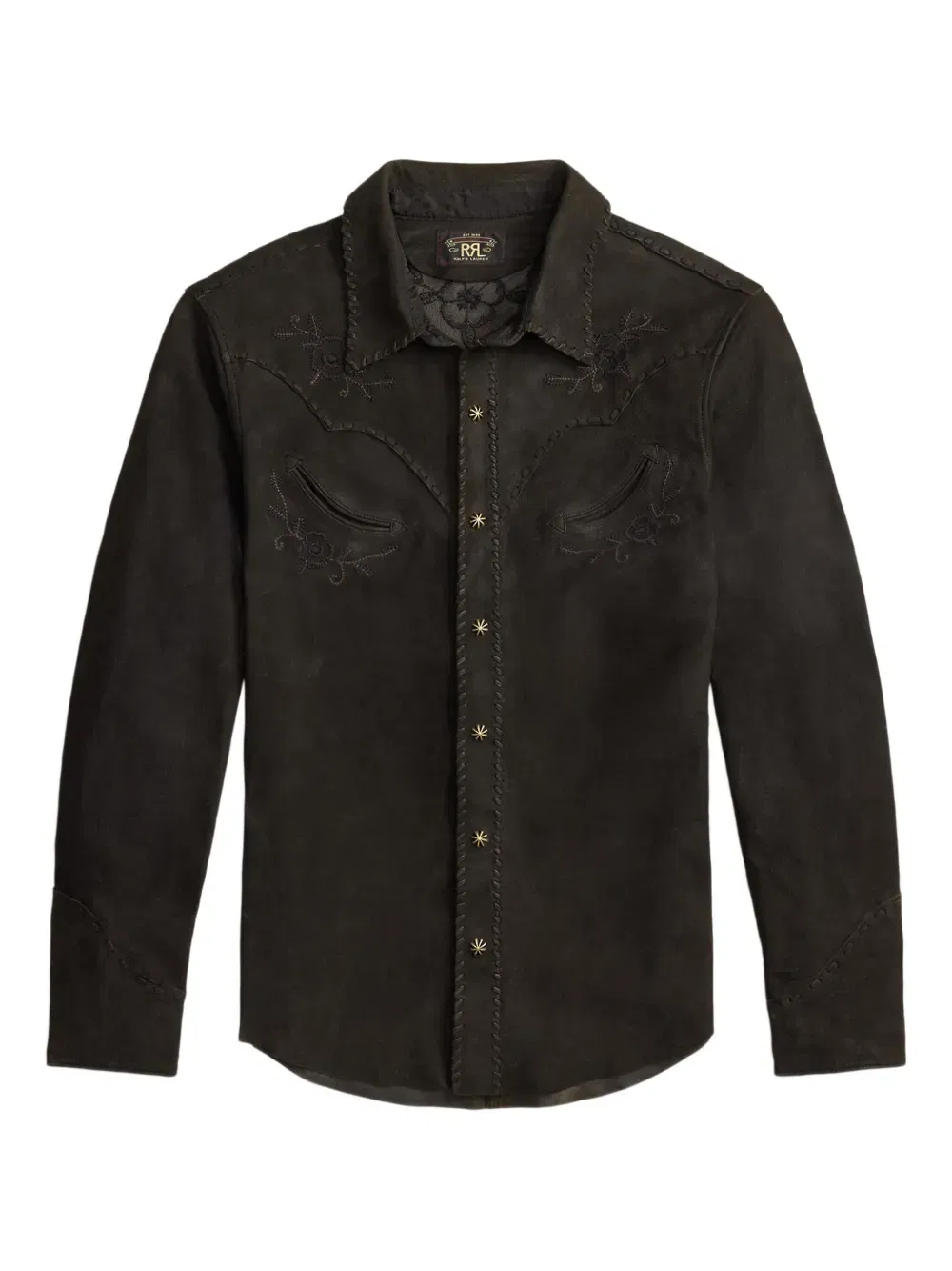 embroidered suede shirt