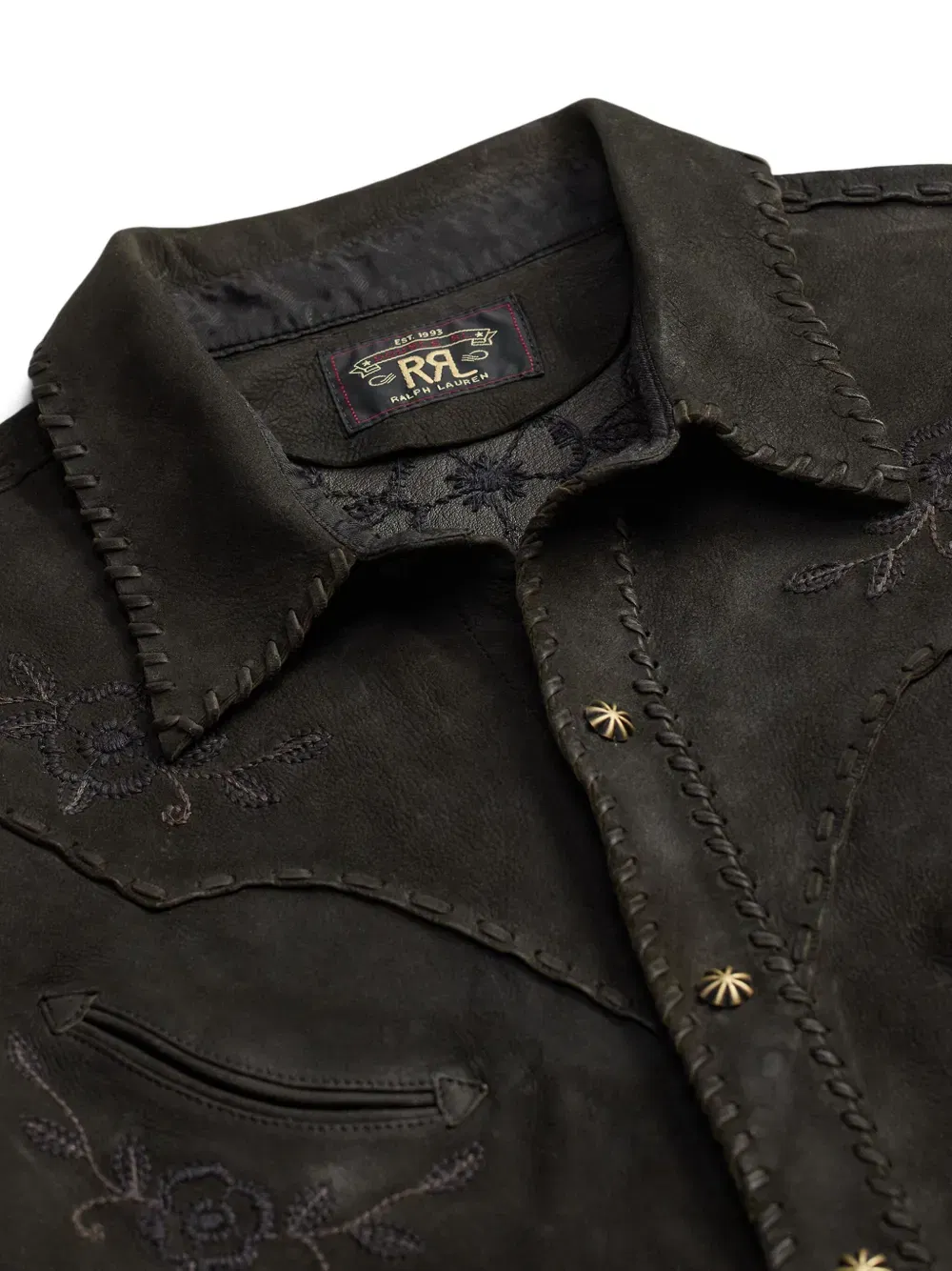 embroidered suede shirt