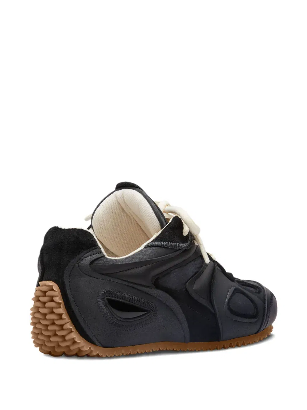 leather panelled lace-up sneakers