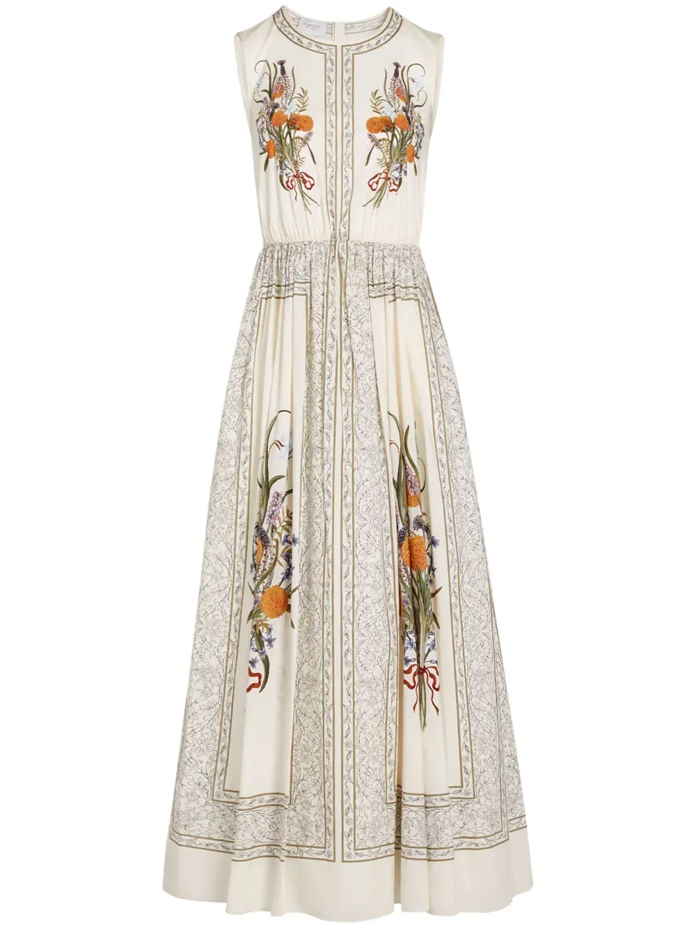 Marigold Bouquets-print poplin dress