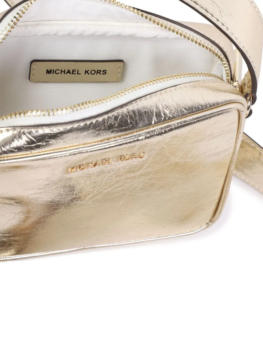 metallic-finish shoulder bag