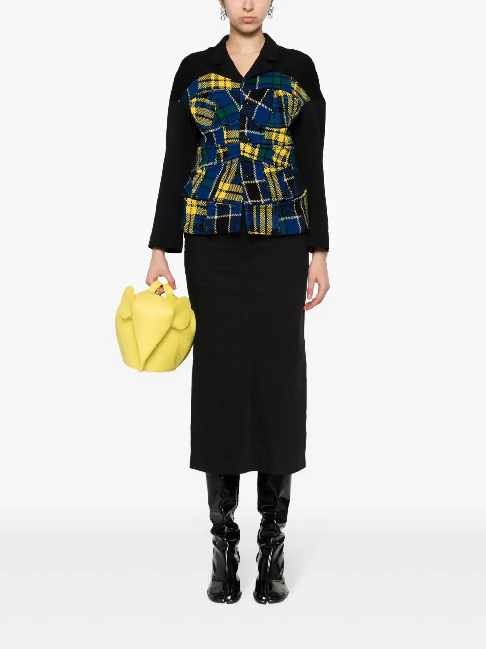 1999 tartan-pattern patchwork jacket